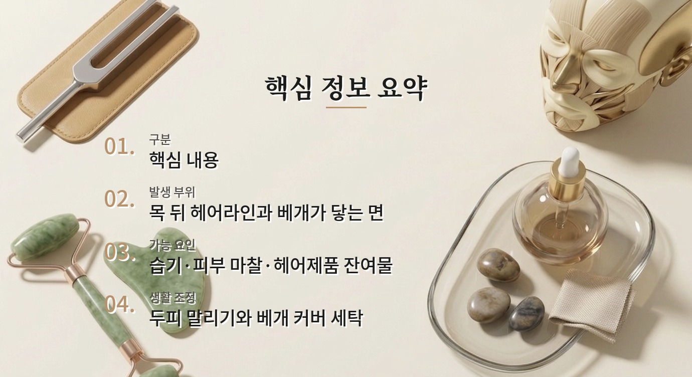 젖은 머리로 잠든 다음 날 목 뒤에 뾰루지가 생겼다면, 습기와 헤어제품 살피기 비교 가이드