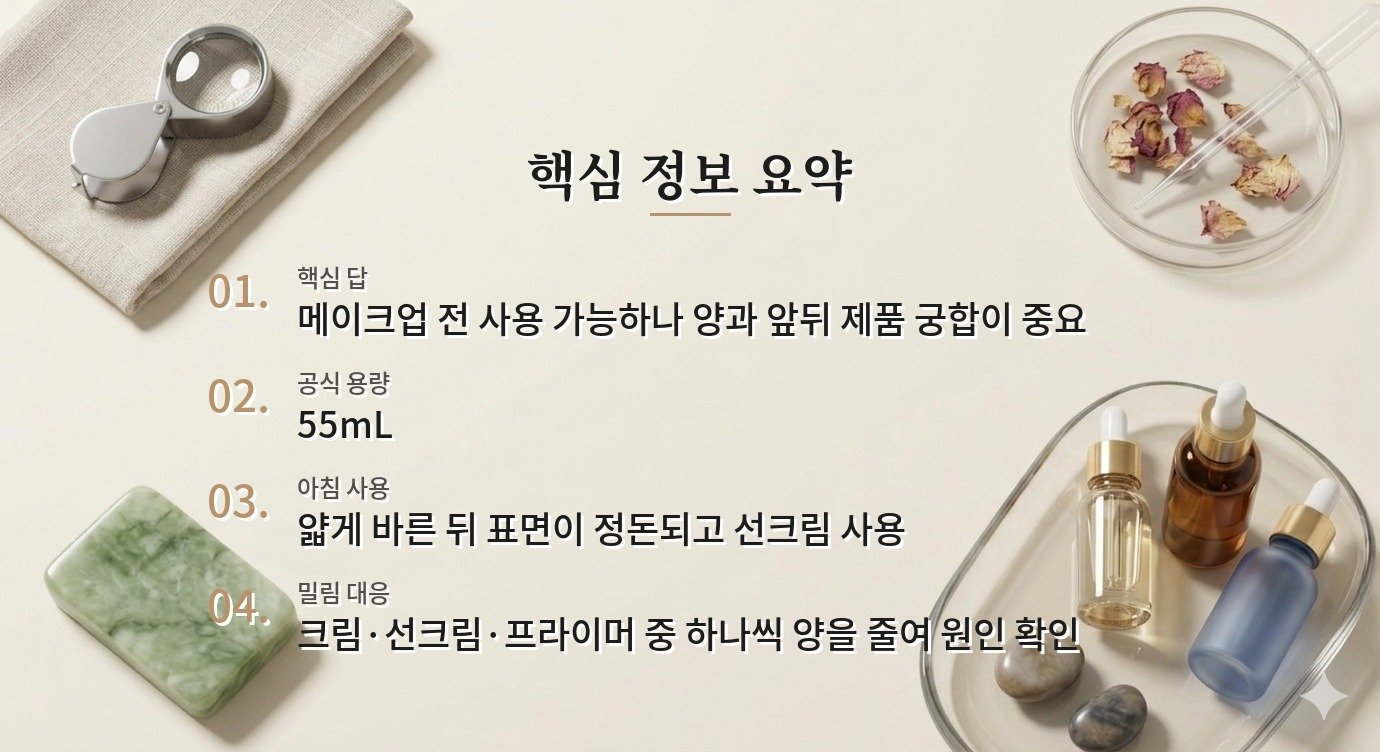 한율 어린쑥 수분진정 크림은 메이크업 전에 발라도 밀리지 않을까요? 비교 가이드