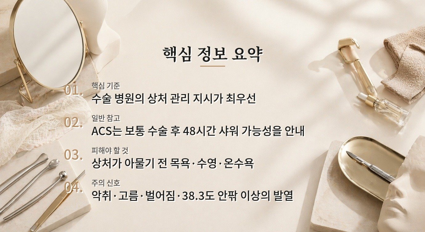 성형수술 후 샤워 재개, 절개부 방수와 드레싱 지시를 먼저 보는 이유 비교 가이드