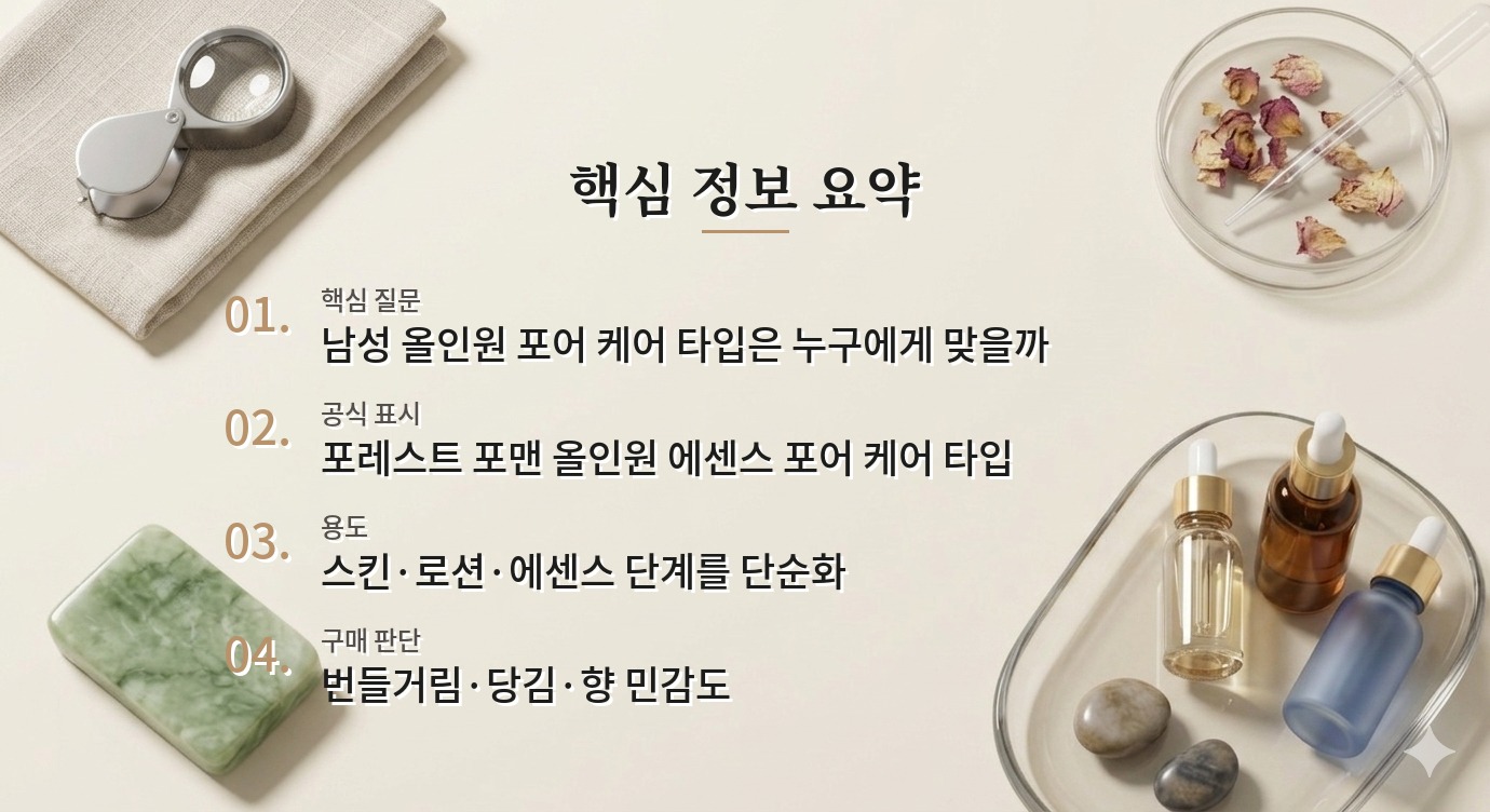 이니스프리 포레스트 포맨 포어 케어 올인원 에센스, 번들거림 관리용으로 볼 점 비교 가이드