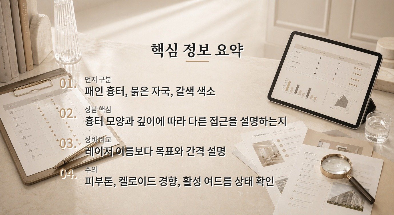 남자 여드름 흉터 병원 비교, 프락셔널 레이저만 권하는 곳보다 흉터 유형 설명을 듣기 비교 가이드