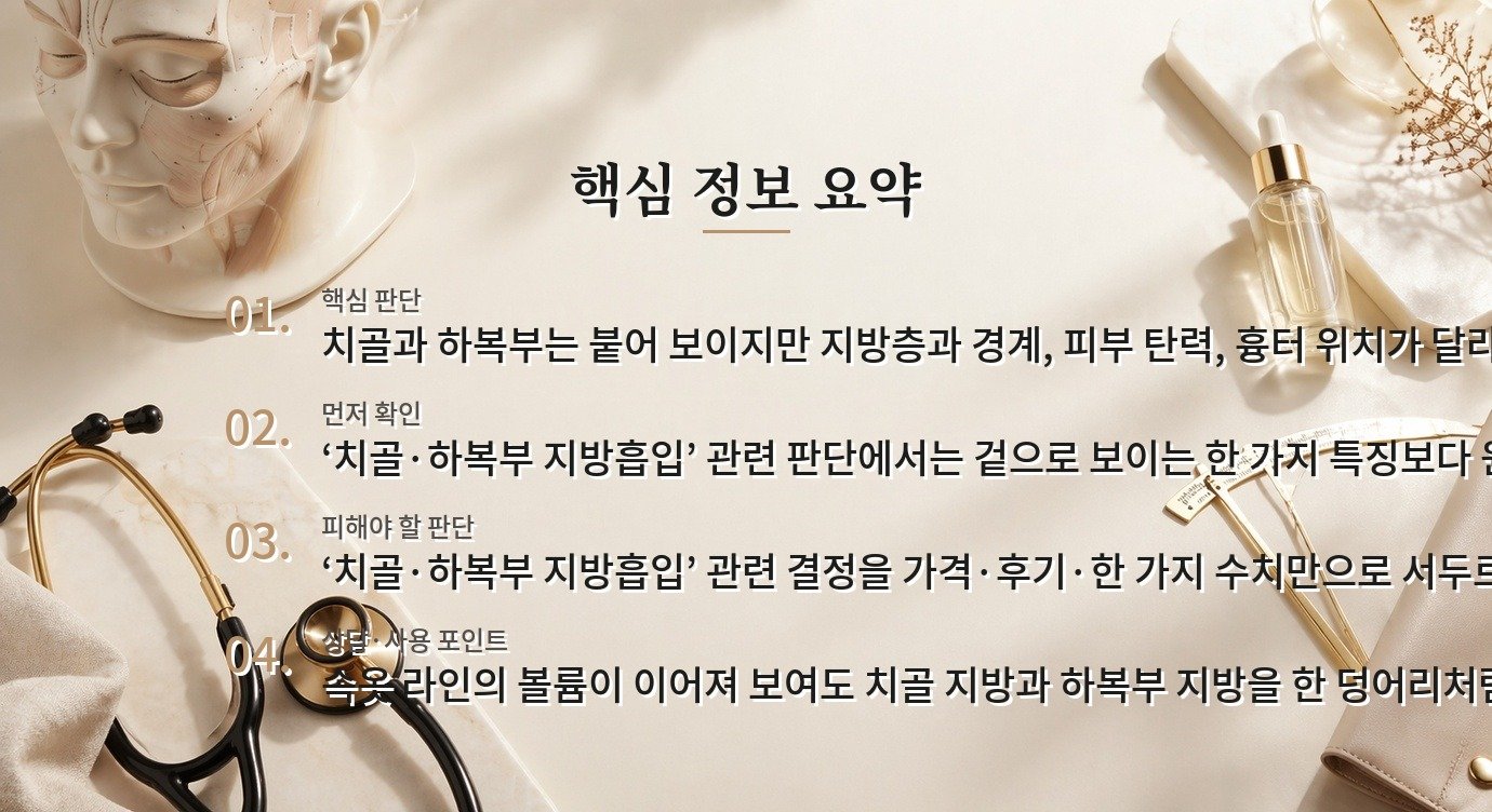 치골 지방흡입과 하복부 지방흡입, 속옷 라인 볼륨이 이어져 보일 때 구분할 점 비교 가이드