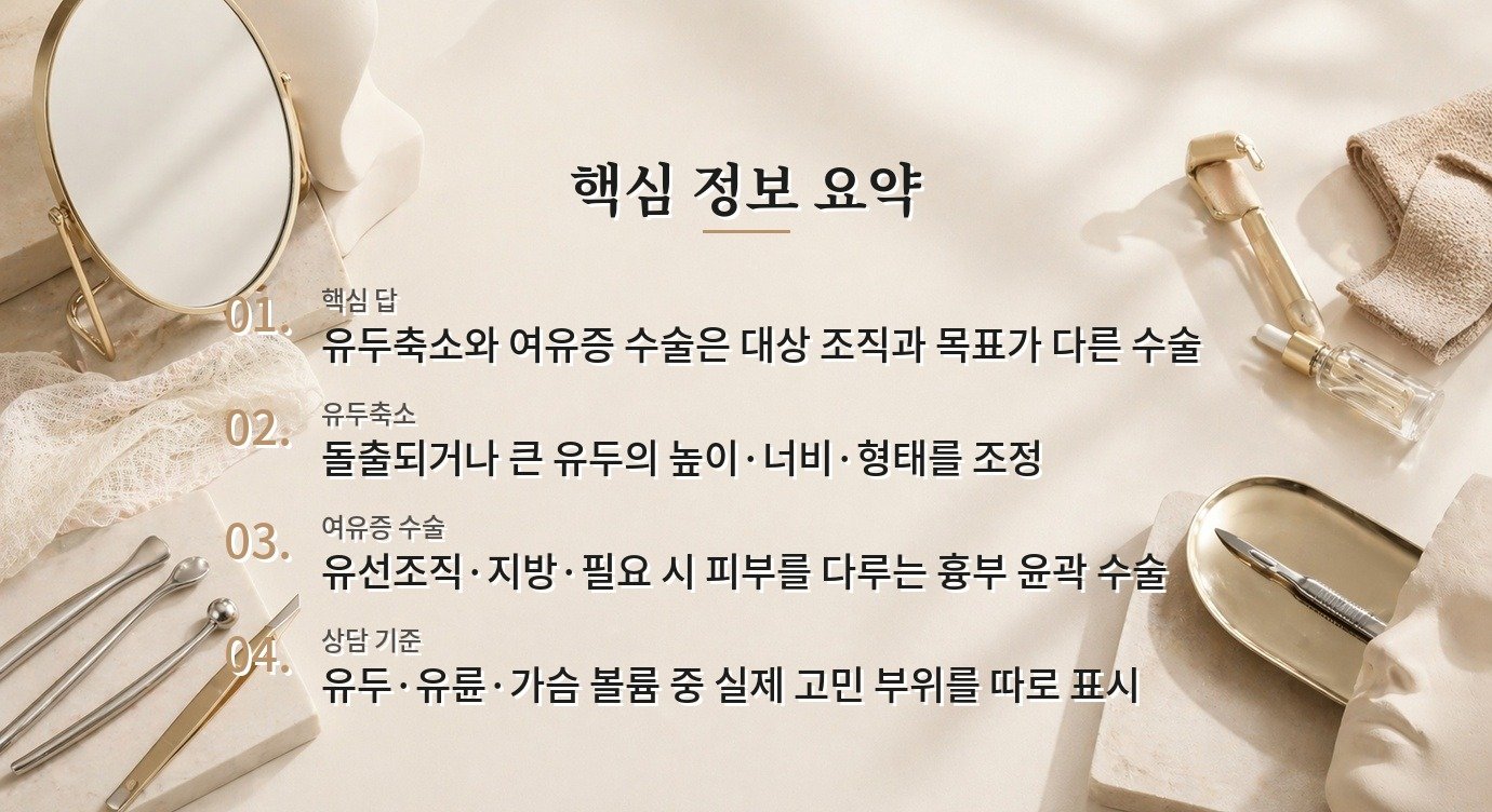 남자 유두축소는 여유증 수술과 같은 수술인가요? 비교 가이드