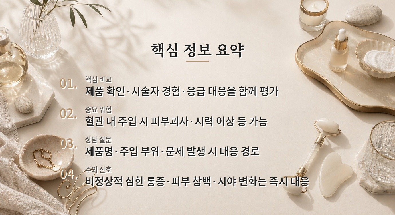 필러 병원 비교, 제품 기록과 혈관 합병증 대응 체계를 함께 보는 이유 비교 가이드