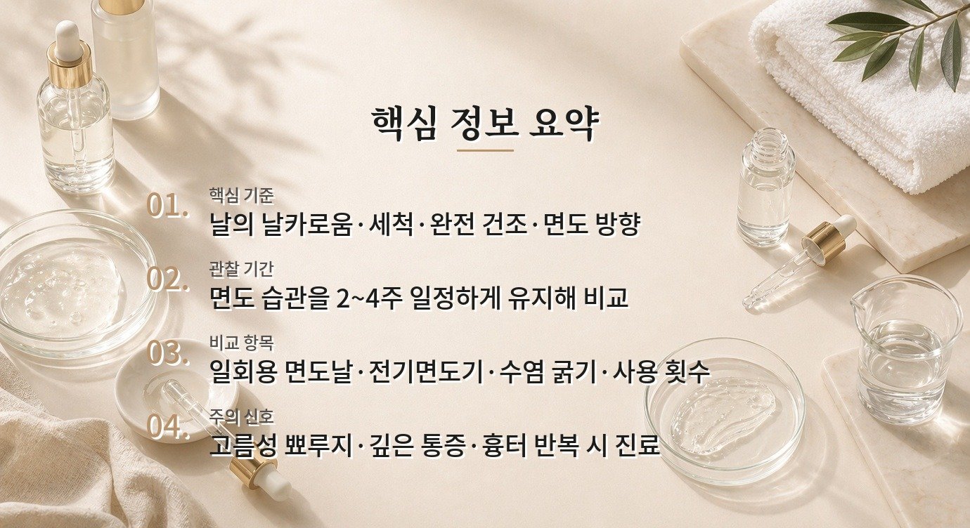 면도기 헤드 세척·건조·교체 주기, 턱 트러블 줄이는 관리 순서 비교 가이드