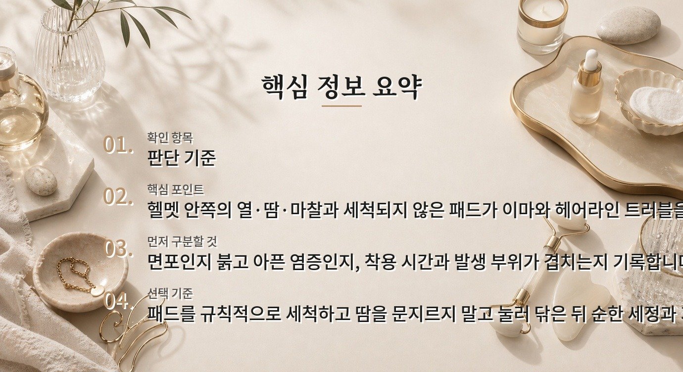 헬멧을 자주 쓰는 남자의 이마 트러블, 땀과 마찰을 줄이는 루틴 비교 가이드