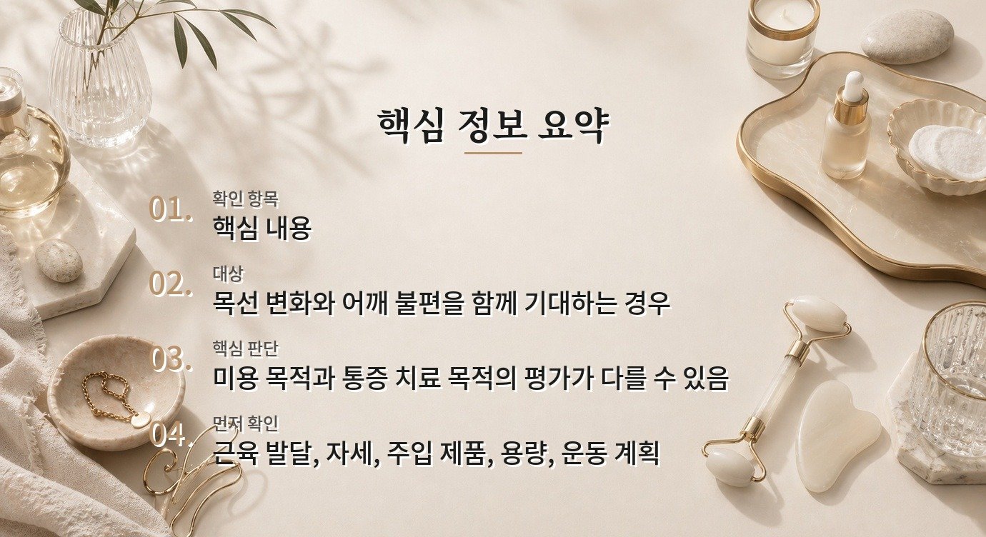 승모근 보톡스 전 어깨 통증 원인과 용량을 따로 보는 이유 비교 가이드