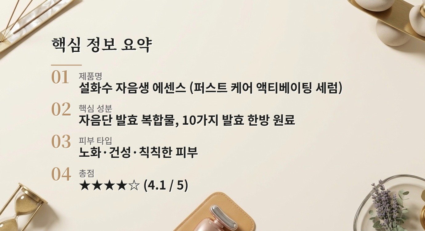 설화수 자음생 에센스 리뷰 | 한방 성분 안티에이징, 가격 값어치 할까? 핵심 정보