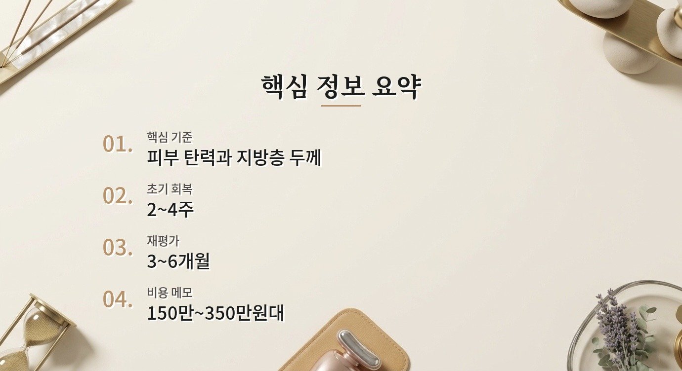 턱라인 지방흡입 회복 기간을 나눠 보는 체크 기준 핵심 정보 요약 이미지