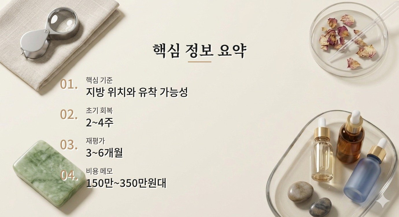 눈밑지방재배치 울퉁불퉁함 수술 후 부기·흉터 관찰 기준 정리 핵심 정보 요약 이미지