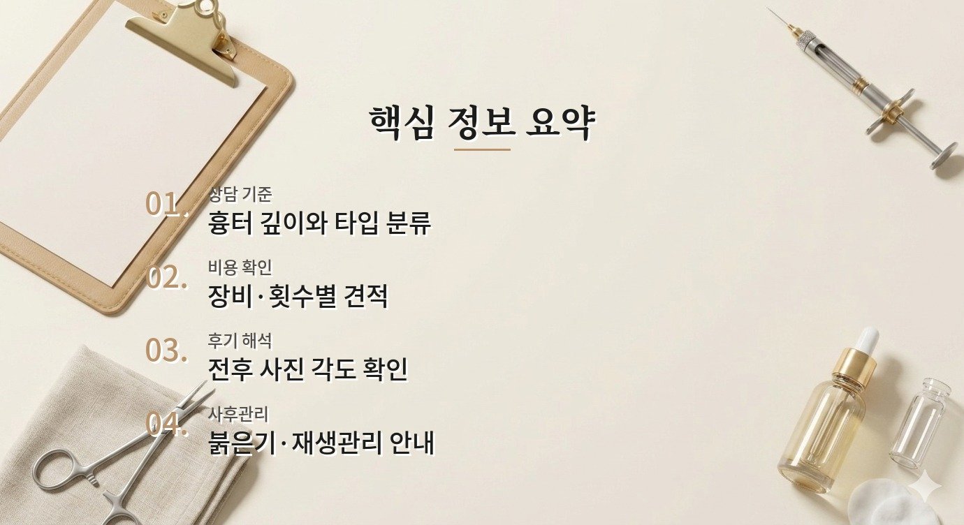 여드름 흉터 레이저 병원 비교 상담 순서와 결정 기준 핵심 정보 요약 이미지