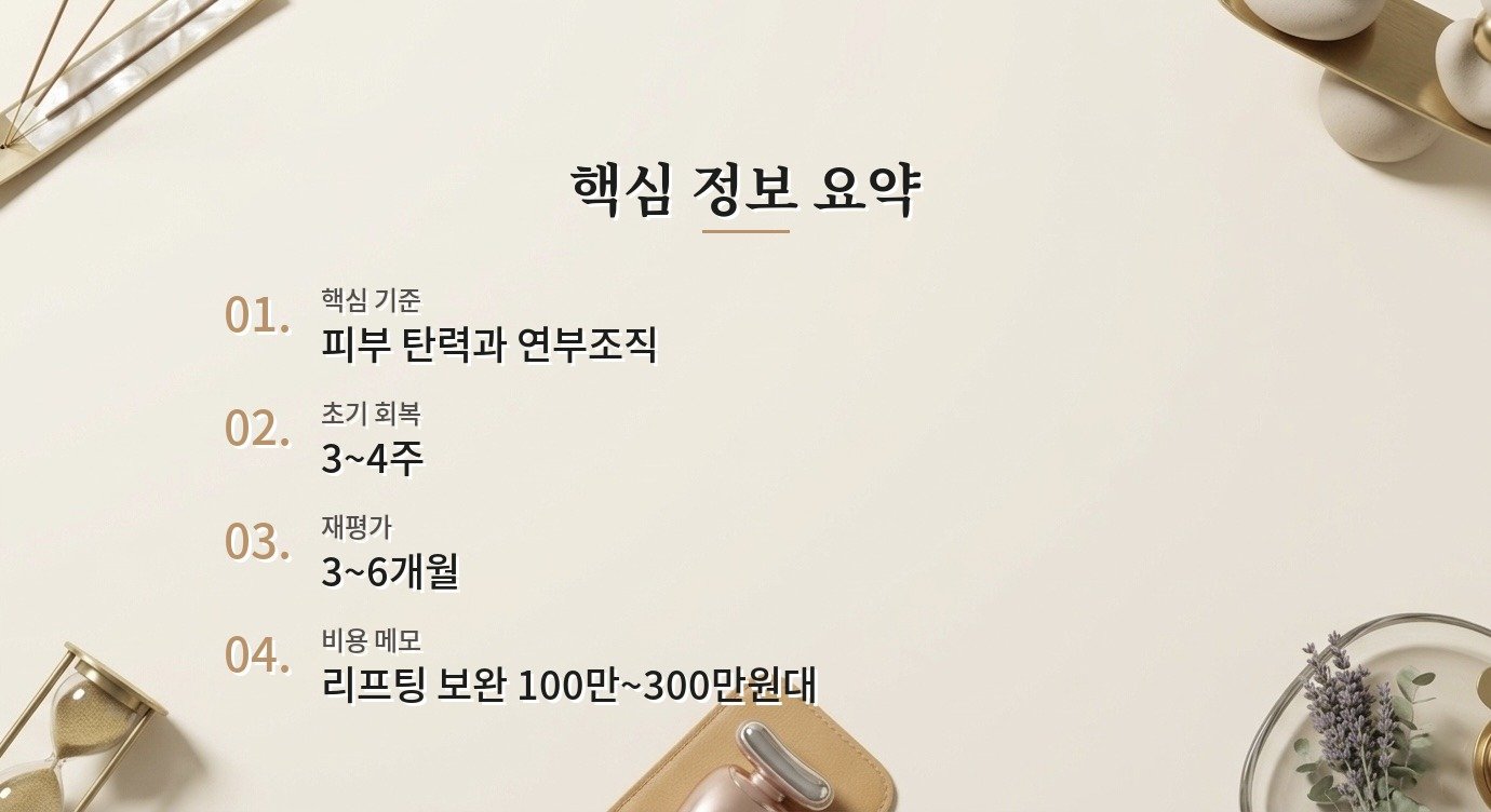 광대축소 후 볼처짐이 걱정되면 무엇을 확인하나요? 핵심 정보